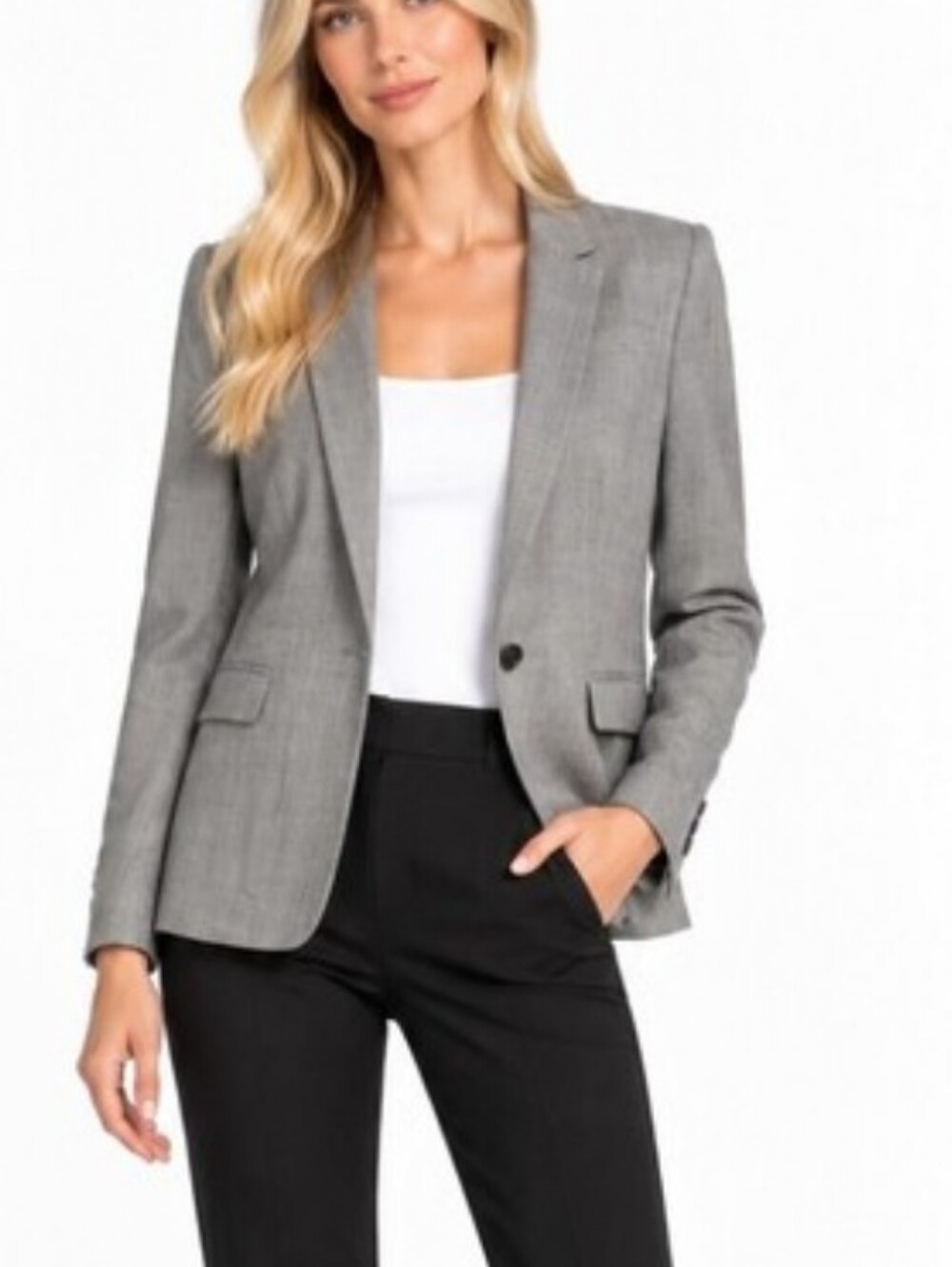Banana Republic Light Gray Single-Button Women's Blazer Sz P2